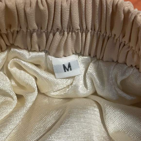 Ivory Pleated Maxi Skirt Flowing Chiffon Elastic Waist Minimalist - Picture 5 of 5